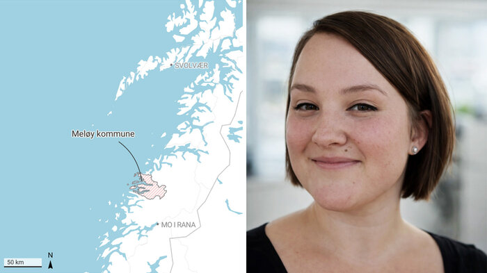 Bildet viser kart over Meløy kommune og av Hanne Lore Rosting Sagen