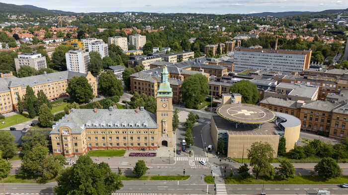 Dronefoto fra Oslo. Her ser vi Ullevål Sykehus