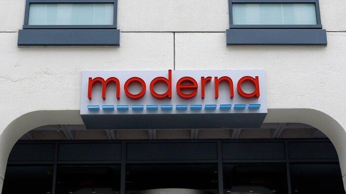 Bildet viser et skilt som det står Moderna på