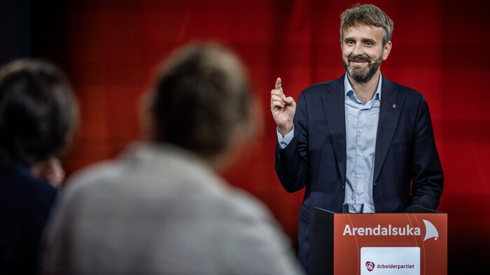 Helse- og omsorgsminister Jan Christian Vestre under en debatt om framtidas helsetjeneste under Arendalsuka 2026. Foto: Ole Berg-Rusten / NTB
