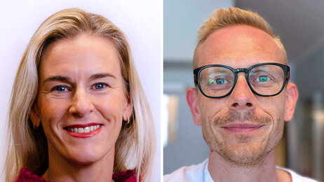 Bildet viser to portrettbilder, ett av Thea Rebecca Eigestad og Kurt Hatløy