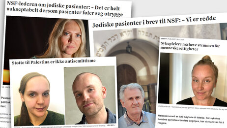 Bildet viser en faksimile av flere innlegg i Sykepleien om det samme temaet