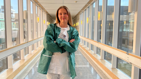 Bildet viser sykepleierstudent Stella Braathen-Reif under praksisstudier