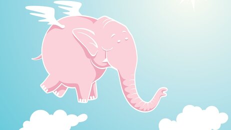 Drømmer Illustrasjon av rosa elefant omgitt av skyer