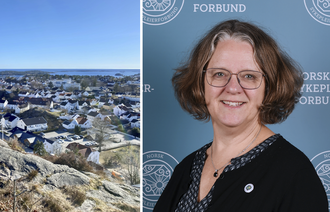 bildet viser Grimstad by og Ragne Quinteros
