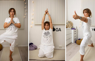 Bildet viser ulike yogastillinger