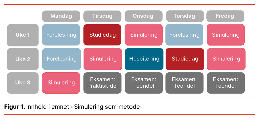 Figur 1. Innhold i emnet «Simulering som metode»  