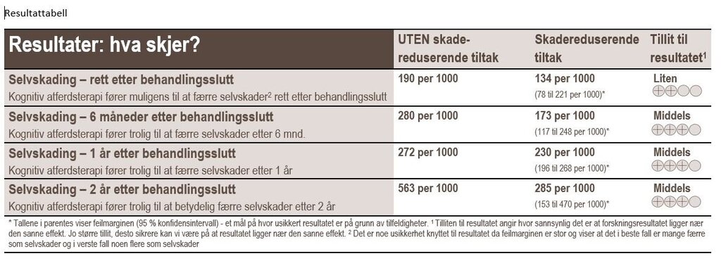 Resultattabell Bildet viser resultattabell