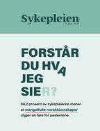 Bildet viser forsiden av Sykepleien og hovedsaken om språkproblemer i helsetjenestene. 
