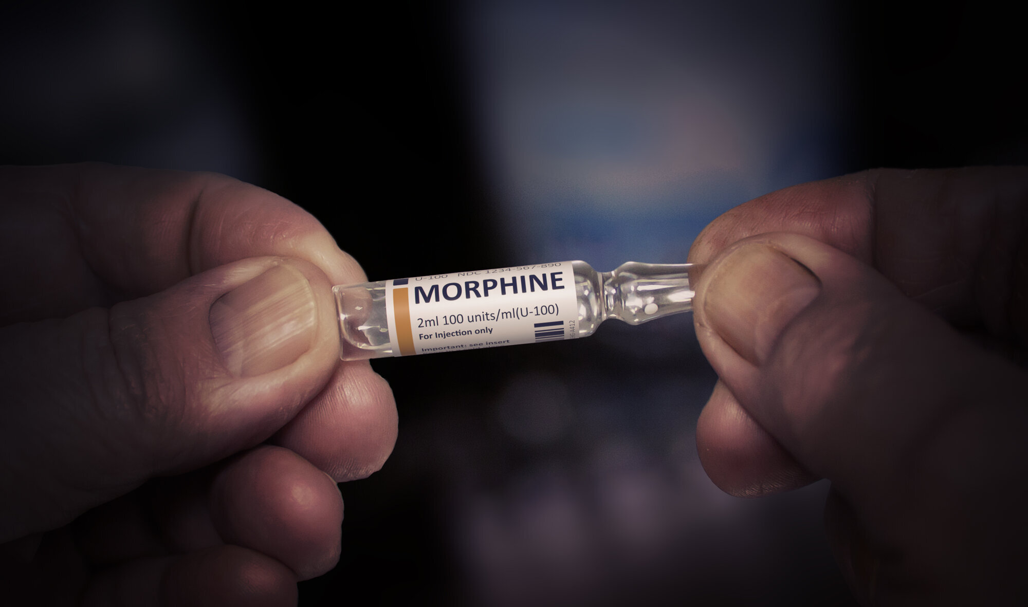 en morfinampulle Bildet viser en morfinampulle