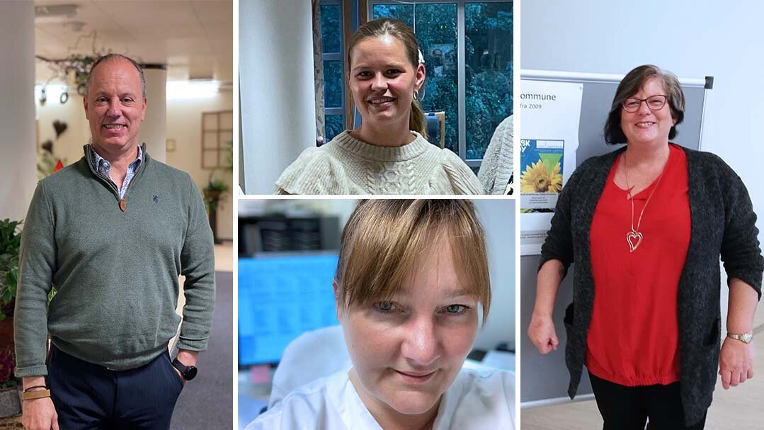 Øyvind Jørgensen, Mona Storkaas, Grith Petersen og Tone Steinfeld. Bildet viser portrettbilder av Øyvind Jørgensen, Mona Storkaas, Grith Petersen og Tone Steinfeld.