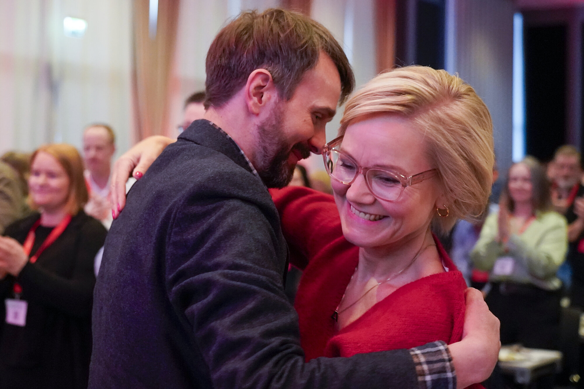 Jan Christian Vestre og Ingvild Kjerkol under fylkesårsmøtet 2024 i Trønderlag Arbeiderparti. Jan Christian Vestre og Ingvild Kjerkol under fylkesårsmøtet 2024 i Trønderlag Arbeiderparti.