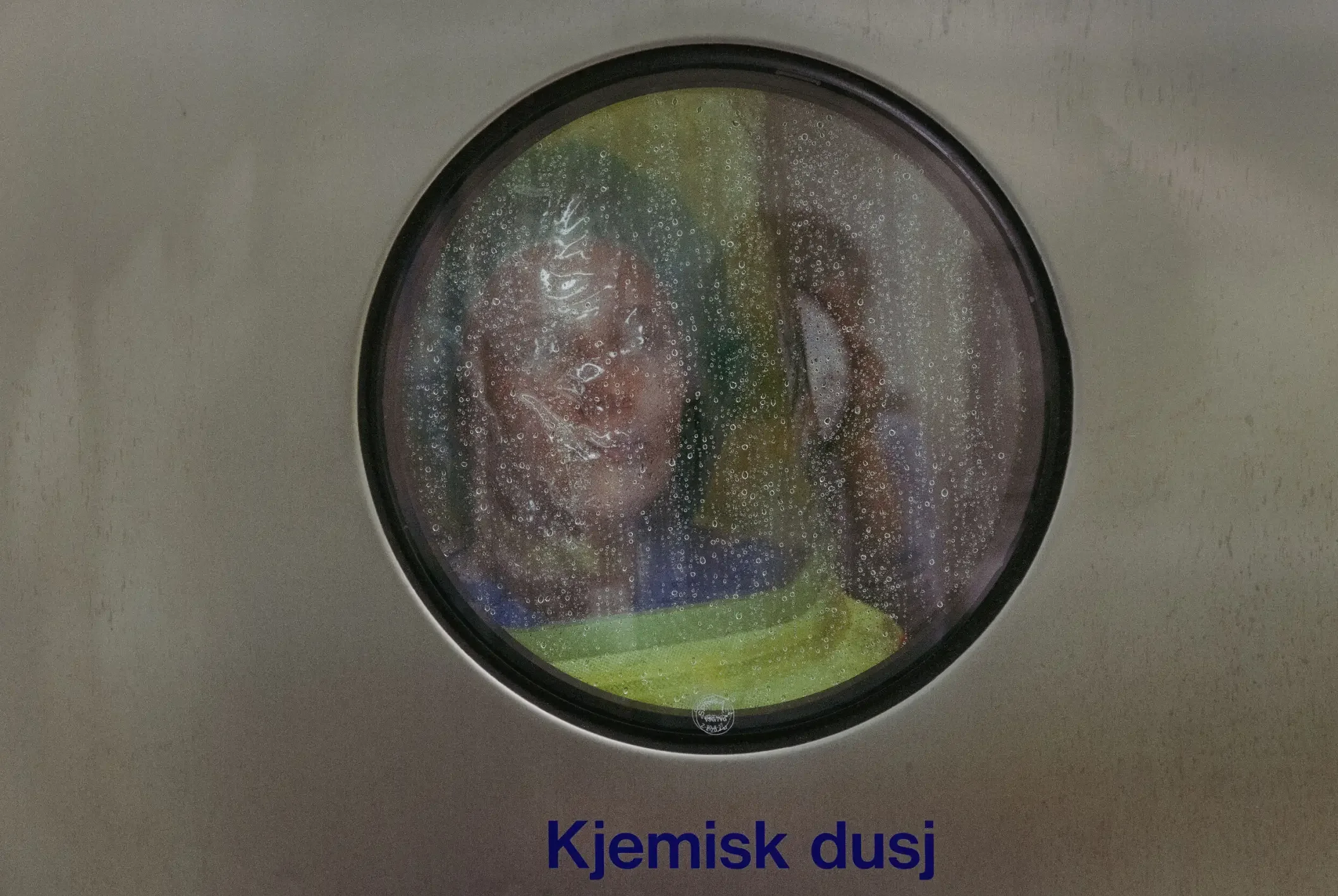Bildet viser en helsearbeider som ser gjennom et vindu i en dør.