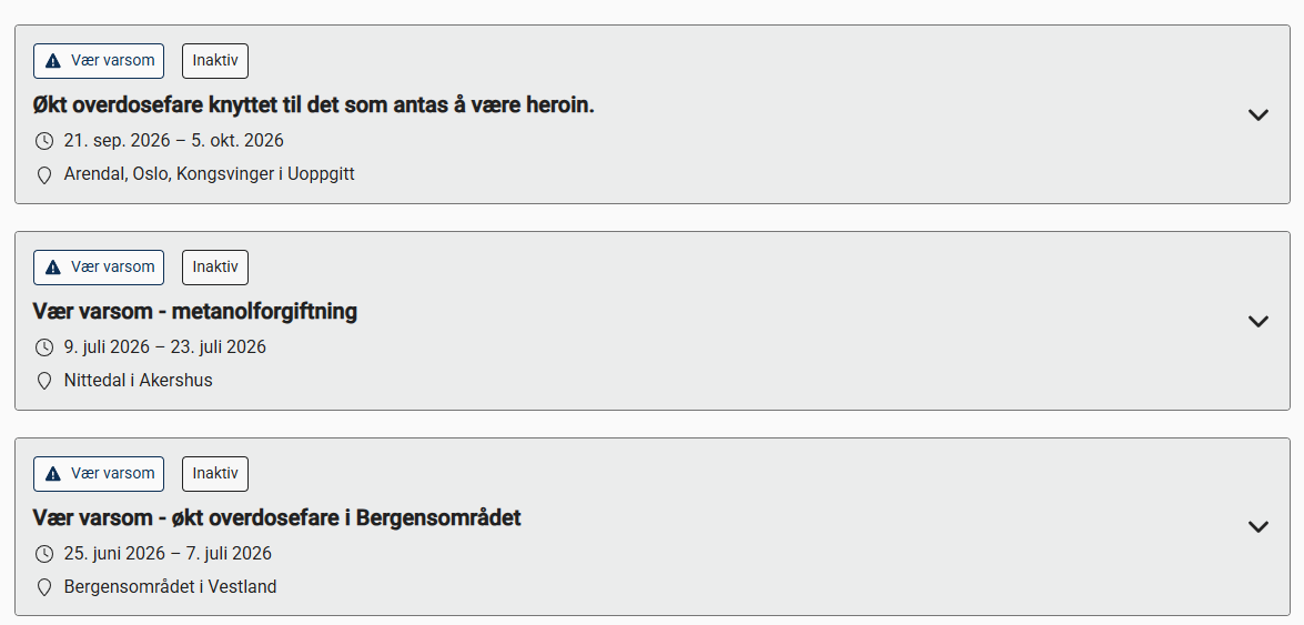 bilde av varsel på overdosefare.no