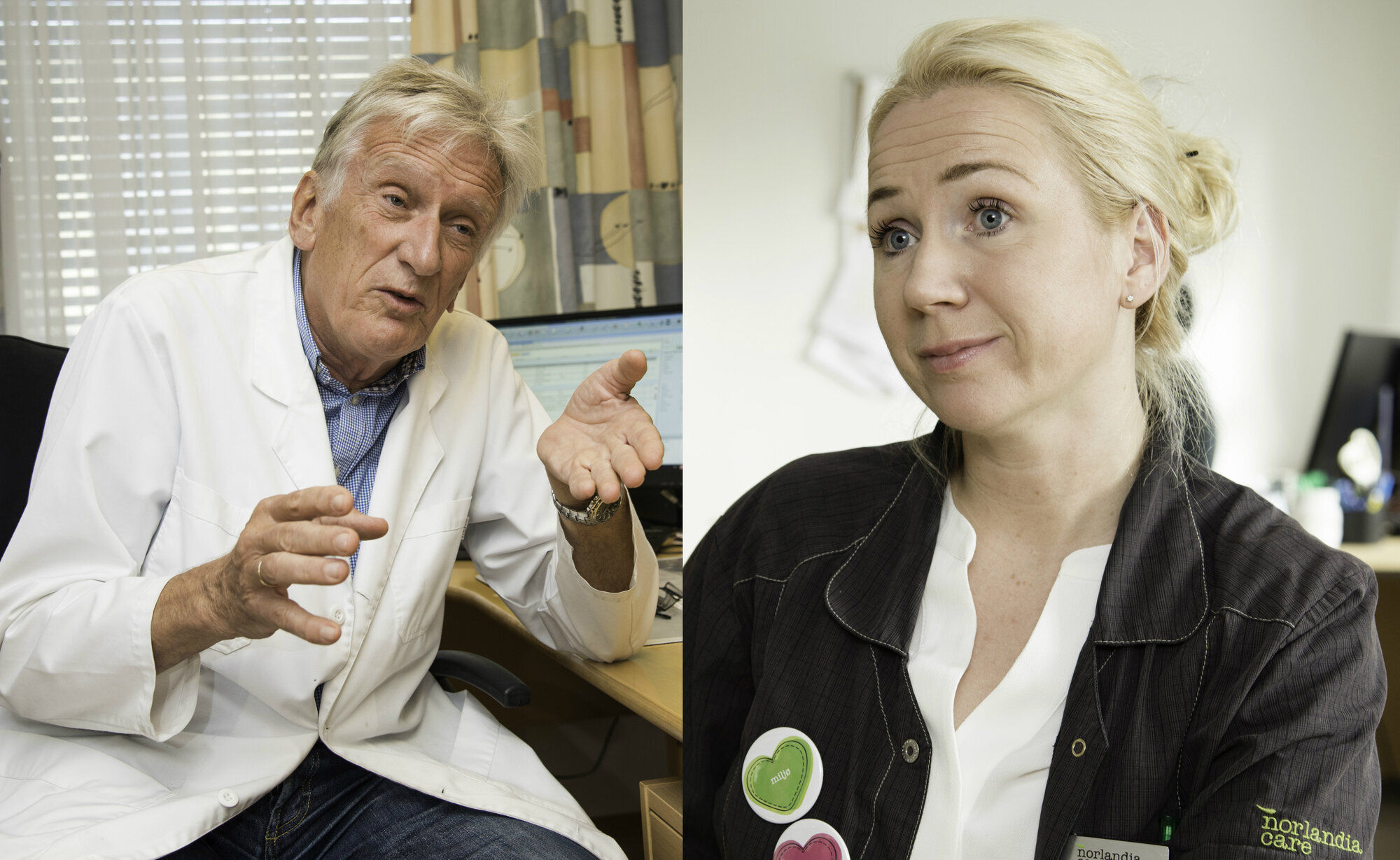 I Moss har det denne høsten rast en avisdebatt om hvorvidt konkurranseutsettingen av driften ved Orkerød sykehjem er av det gode. Lorentz Nitter (til venstre) og Sissel Ruud-Hansen er uenige. Bildetmontasjen viser lege Lorenz Nitter til venstre og daglig leder ved Orkerød sykehjem, Sissel Ruud-Hansen.