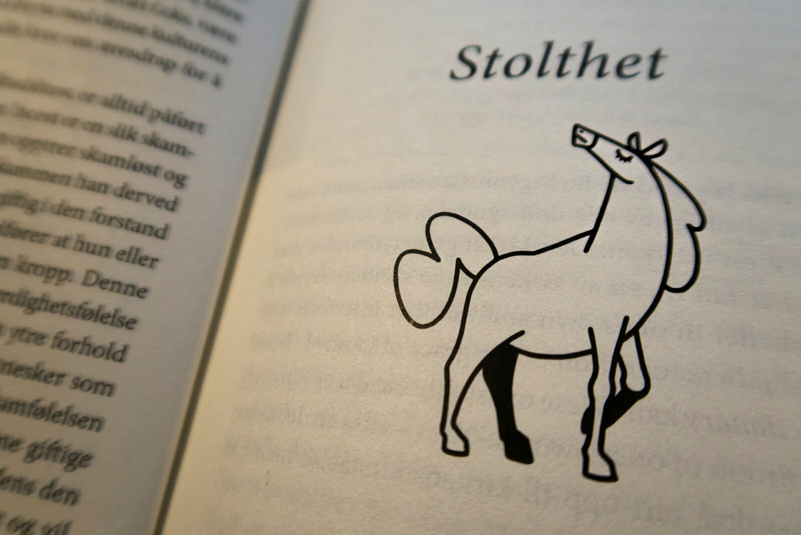 Hest Hest, symbol på dødssynden stolthet. Illustrasjon i boken Å skape seg selv, et psykologisk perspektiv på de syv dødssynder