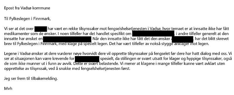 Faksimile av brev til Fylkesmannen Faksimile av brev til Fylkesmannen