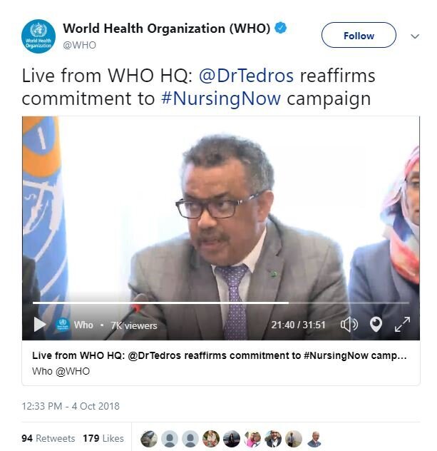 WHOs film med dr Tedros bildet viser WHOs film med dr Tedros