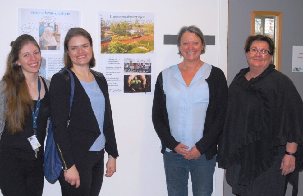 Målet med konkurransen er å stimulere til kreativitet og hindre at erfaring fra praksis går i glemmeboken. Bildet viser Catrine Hovland Ottervig, Lina Oelschlägel, Gerd Sylvi Sellevold og Elisabeth Finnbakk ved Lovisenberg Diakonale Høgskole.