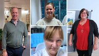 Øyvind Jørgensen, Mona Storkaas, Grith Petersen og Tone Steinfeld. Bildet viser portrettbilder av Øyvind Jørgensen, Mona Storkaas, Grith Petersen og Tone Steinfeld.