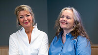 podkast sykepleie VID Bilde av programlederne i VID høgskole sin podkast - Laila Hov og Marte Bygstad-Landro