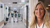 Bildet viser helsepersonell på sykehus og forsker Anne Karine Østbye Roos.