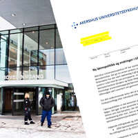Bildet viser Collage av brev og Ahus i bakgrunnen