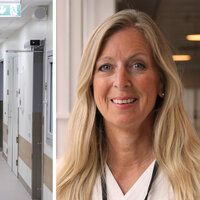 Bildet viser helsepersonell på sykehus og forsker Anne Karine Østbye Roos.